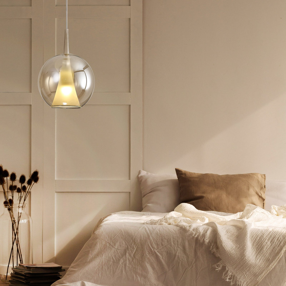 Mantra Iluminación Pendelleuchte Hängeleuchte Elsa Glas gold Ø 25 cm E27 LED - 8435153282553