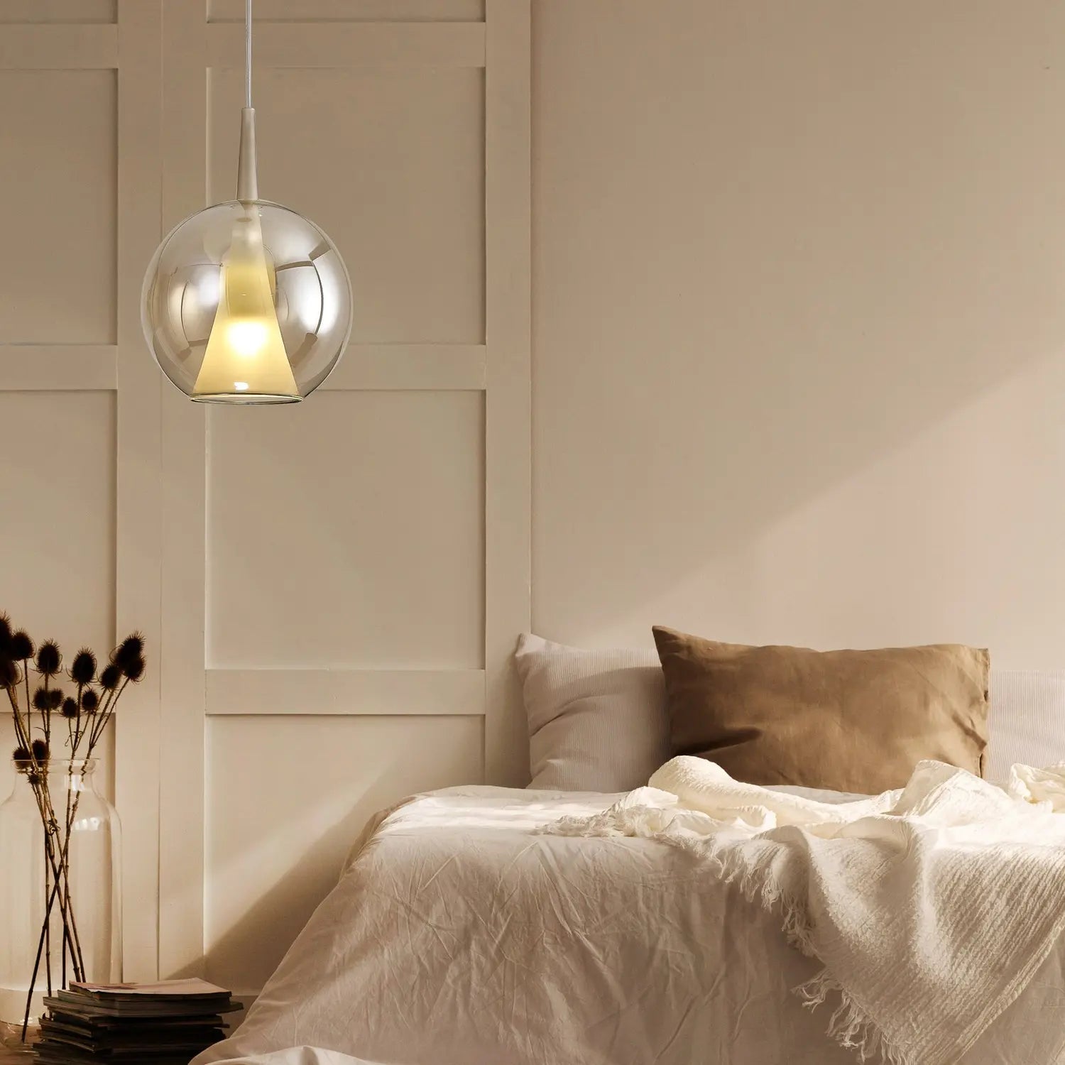 B-Ware Mantra Iluminación Pendelleuchte Hängeleuchte Elsa Glas Gold ø 25 Cm E27 Led - 8435153282553