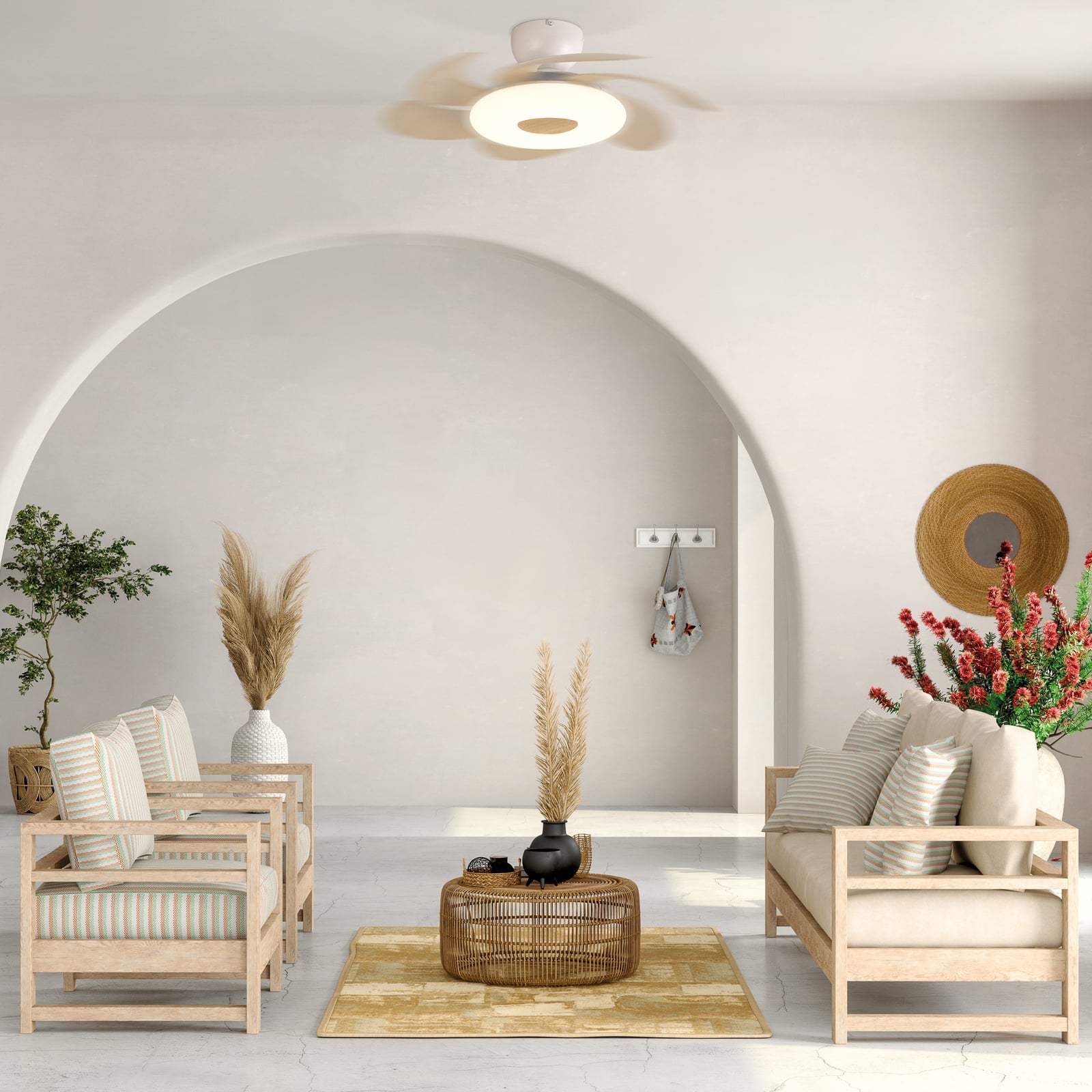 Deckenventilator Ventilator Lampe LED Beleuchtung Mantra Iluminación Flower Holz - 8435153287046