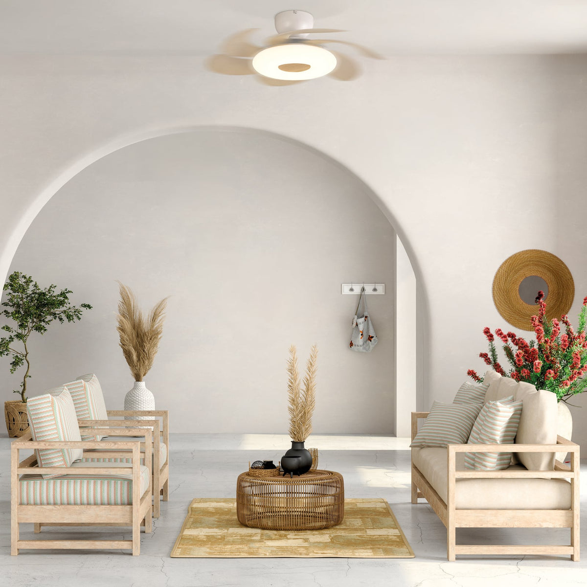 Deckenventilator Ventilator Lampe LED Beleuchtung Mantra Iluminación Flower Holz - 8435153287046