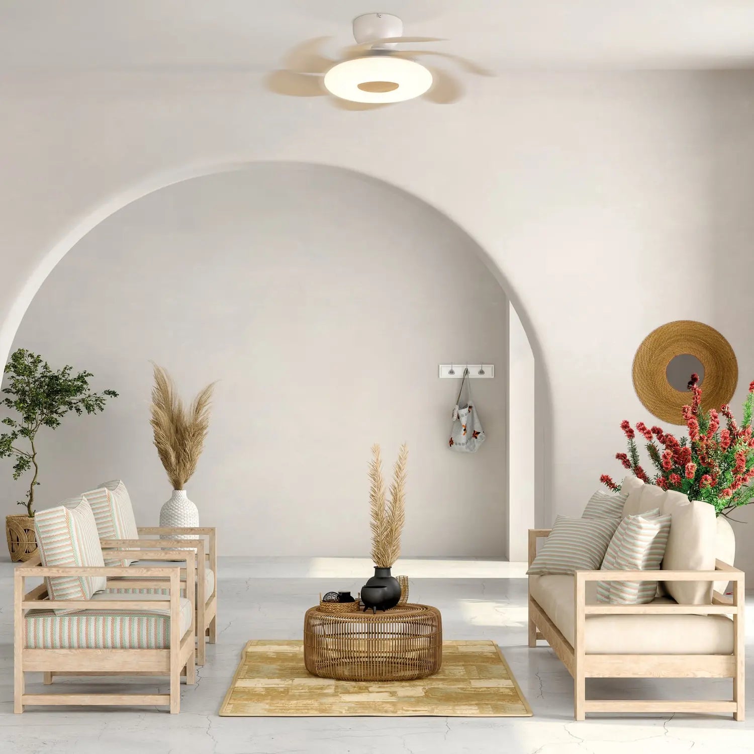 B-Ware Deckenventilator Ventilator Lampe Led Beleuchtung Mantra Iluminación Flower Holz - 8435153287046