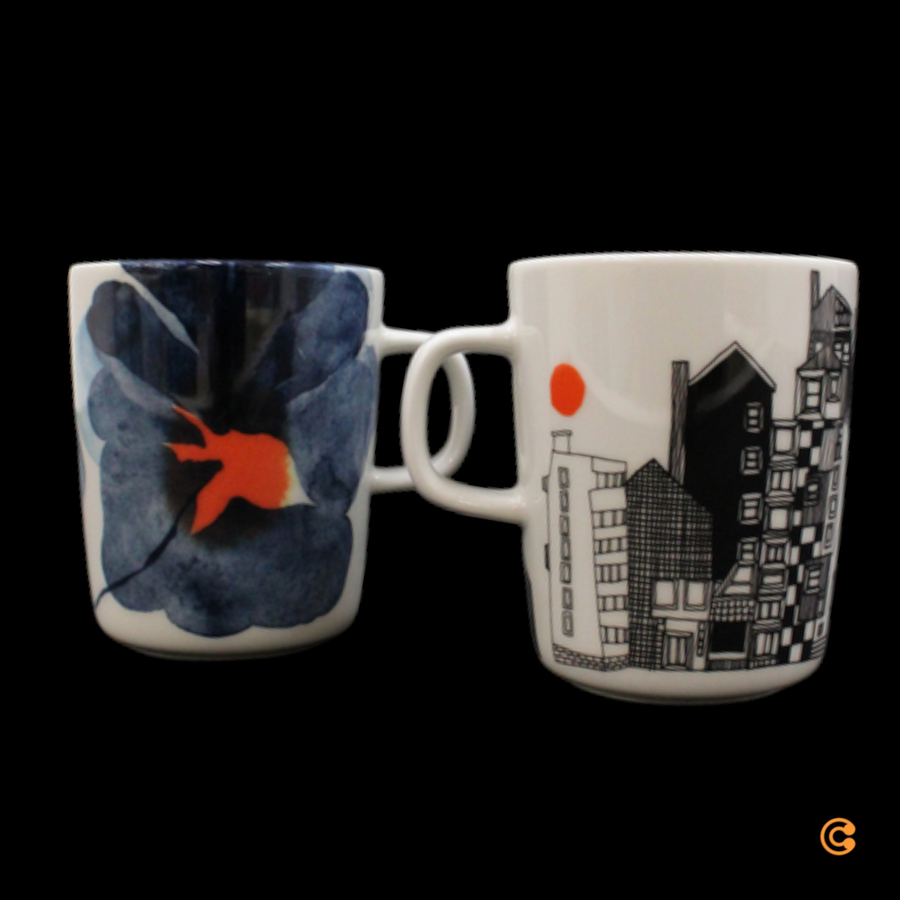 Marimekko Becher Tasse Kaffeebecher Siirtolapuutarha 250ml Weiß Schwarz 2 Stück B-Ware - 6411253243924