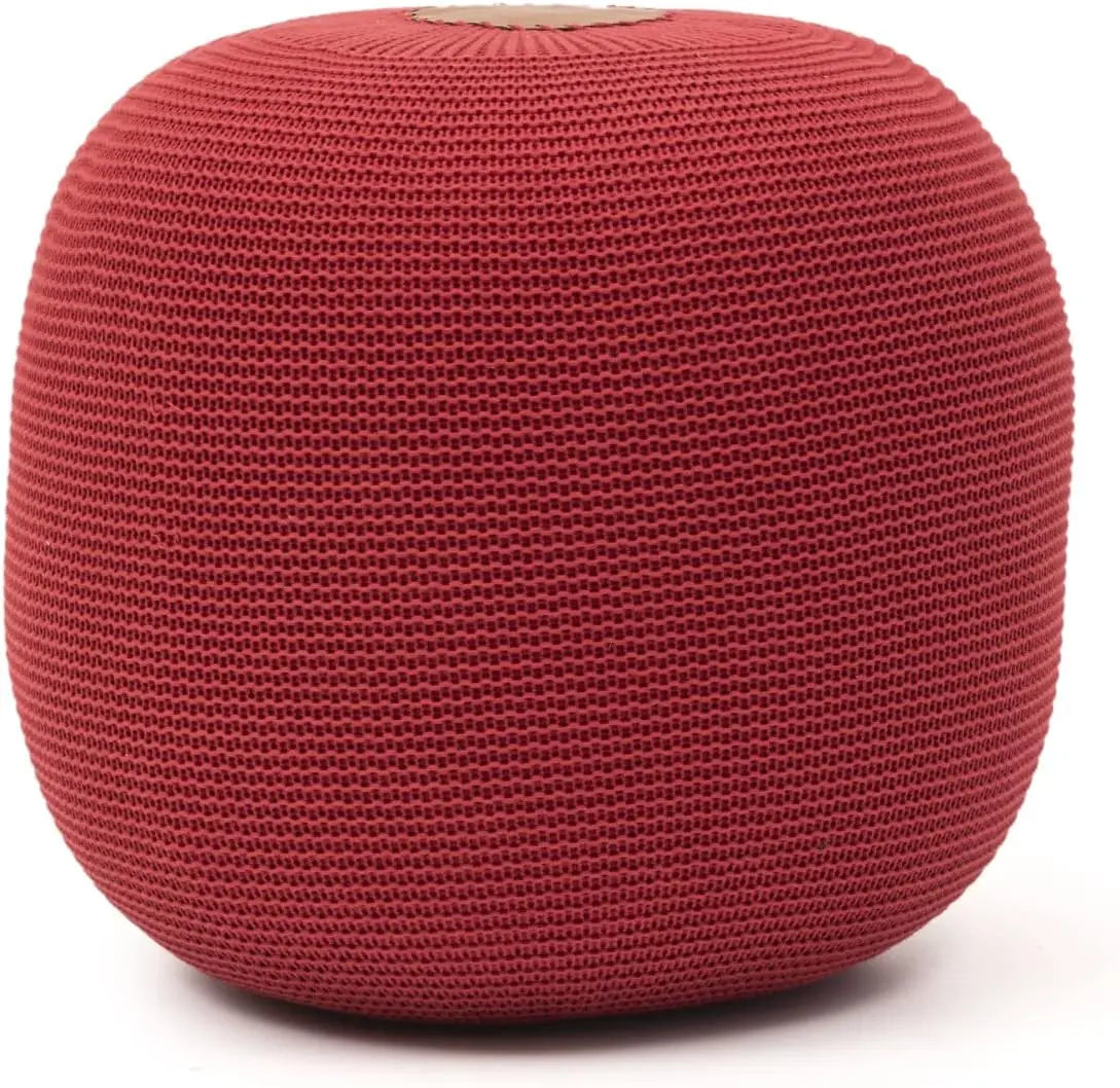 B-Ware Gozos Boho Pouf ø 40 Cm Hocker Sitzsäcke Strick Sitzhocker Rund Polsterhocke Rot - 1