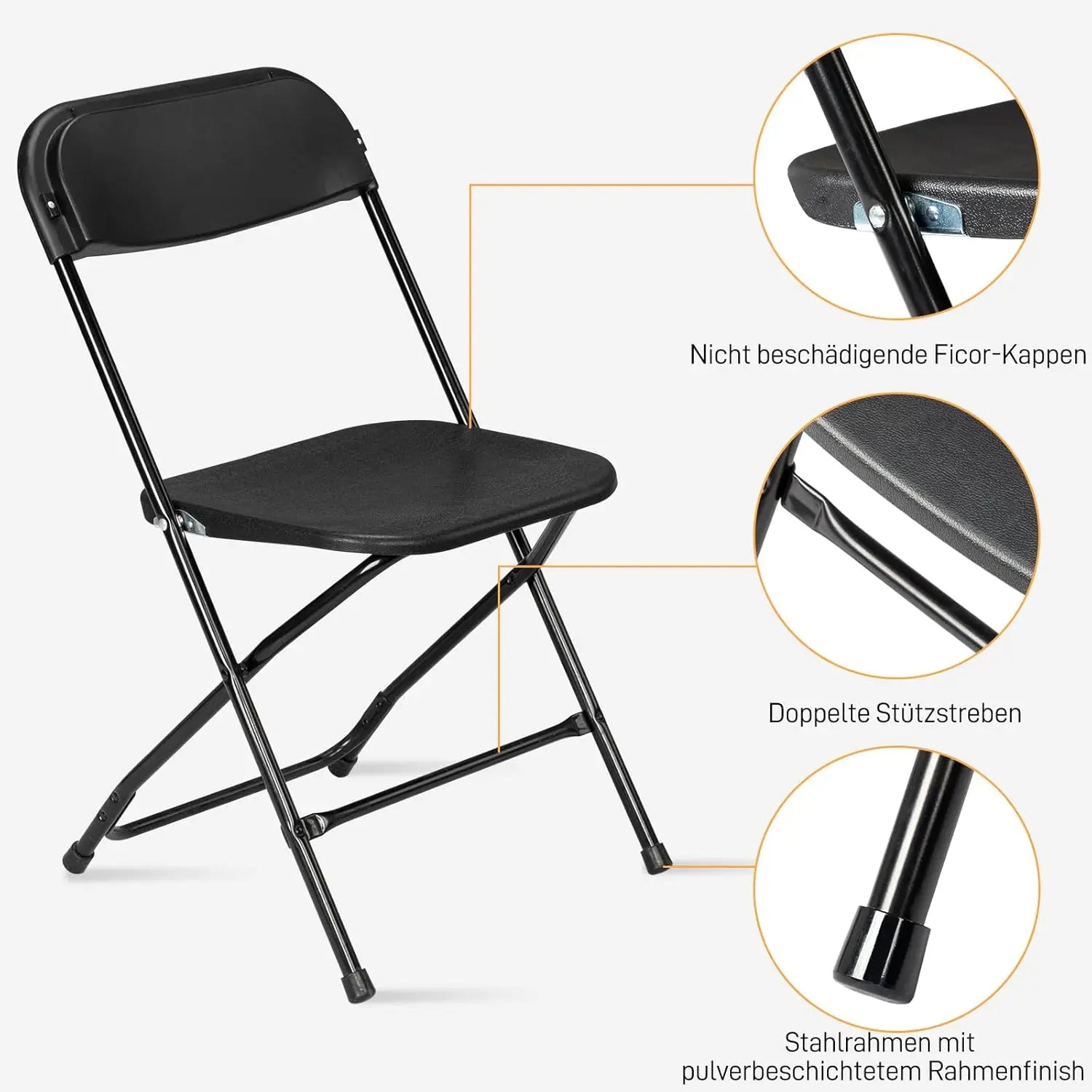 Leadzm Klappstühle 4er Set Gartenstuhl Klappbar Tragbare Bürostuh Metallgestell B-Ware - 1