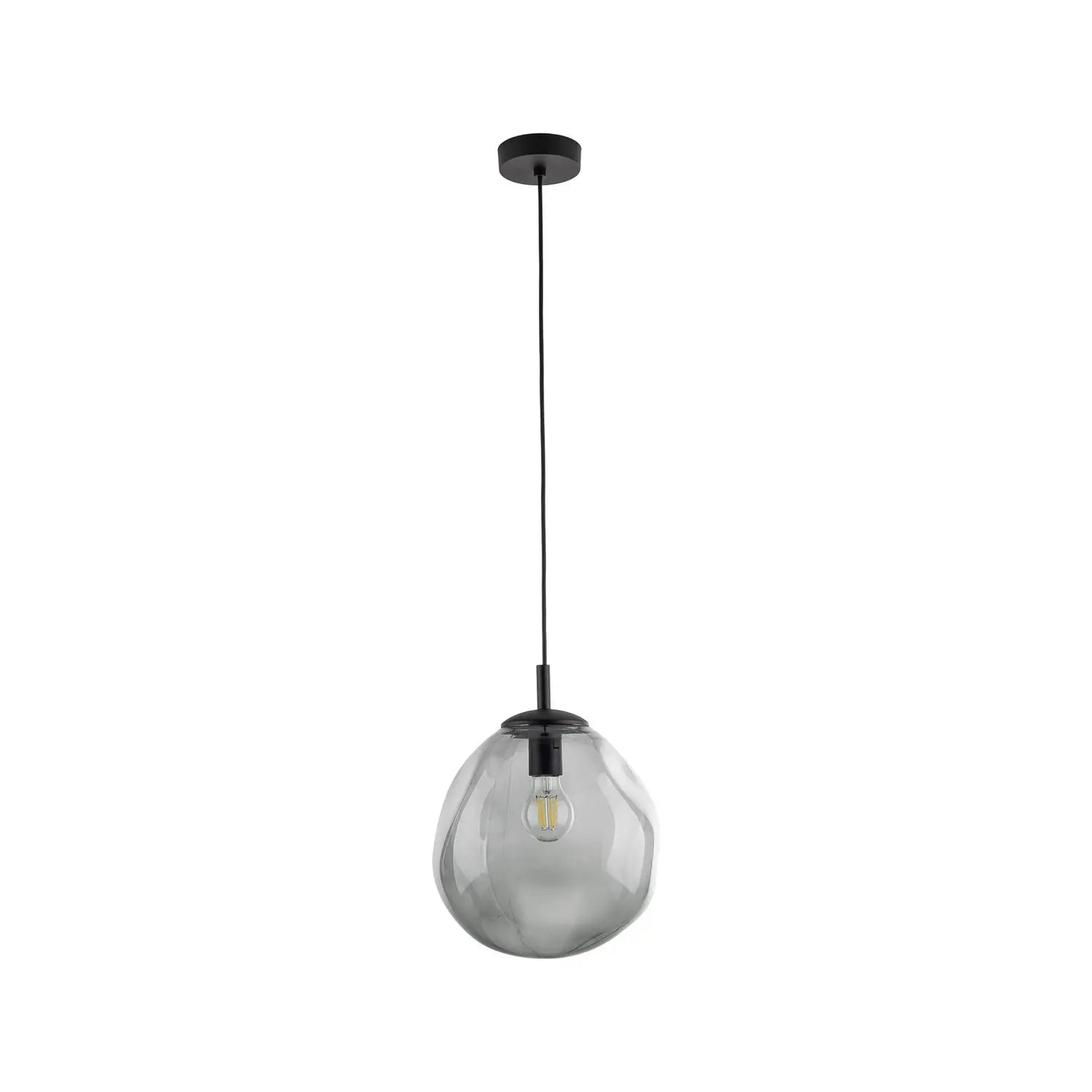 B-Ware Hängelampe Pendelleuchte Rauchglas Glas Graphit Transparent Schwarz E27 Stahl  - 10026750