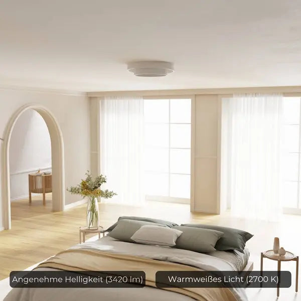 B-Ware Urelia Led Deckenleuchte 50cm Weiß 3420 Lm 2700 K Warmweiß Wohnzimmer Deckenlampe - 1