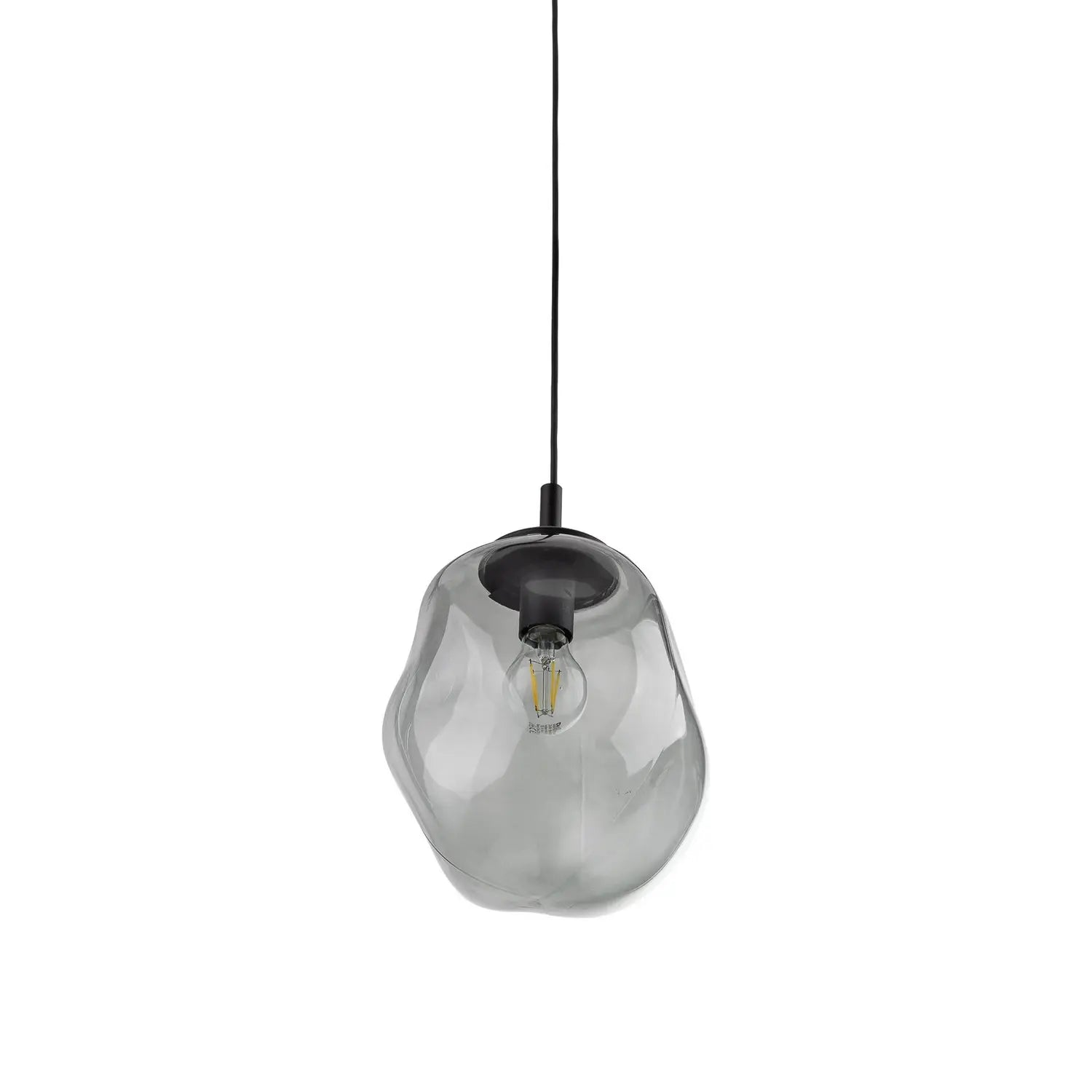B-Ware Hängelampe Pendelleuchte Rauchglas Glas Graphit Transparent Schwarz E27 Stahl  - 10026750