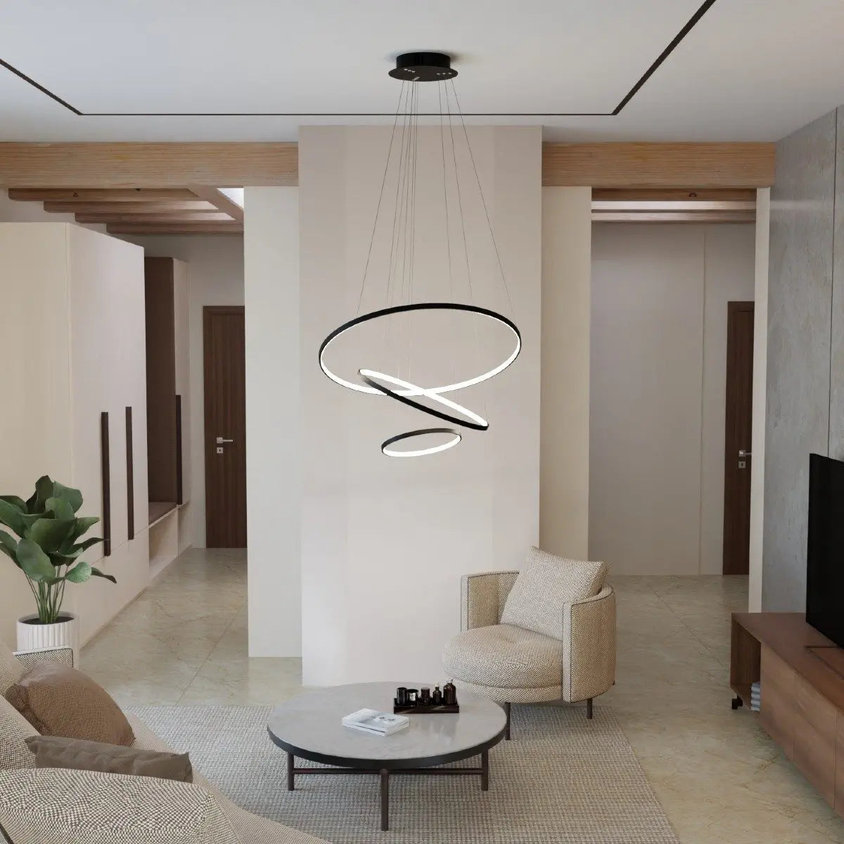 B-Ware Lumière Design Omeva V1 Led Pendelleuchte Dimmbar Cct Fernbedienung Schwarz - 1