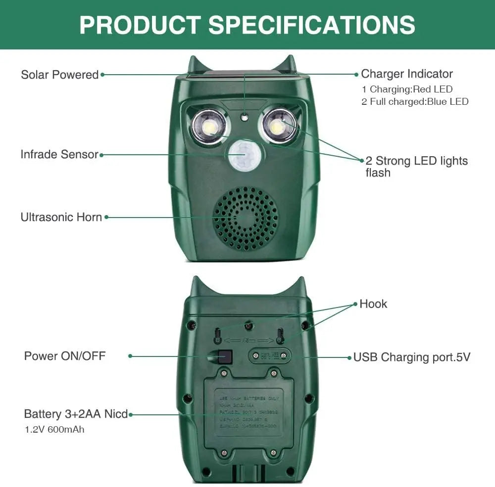 B-Ware Bubbacare Katzenschreck Tiervertreiber Solar Tierschreck Außen Grün Usb 2 Stück - 740907509762