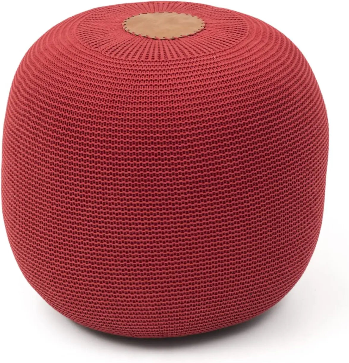 B-Ware Gozos Boho Pouf ø 40 Cm Hocker Sitzsäcke Strick Sitzhocker Rund Polsterhocke Rot - 1