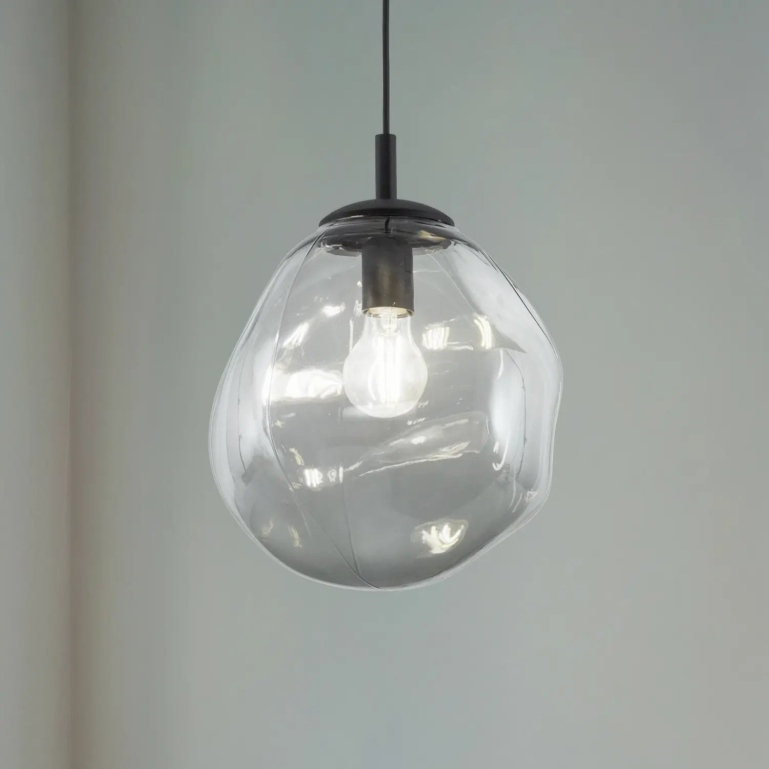 B-Ware Hängelampe Pendelleuchte Rauchglas Glas Graphit Transparent Schwarz E27 Stahl  - 10026750
