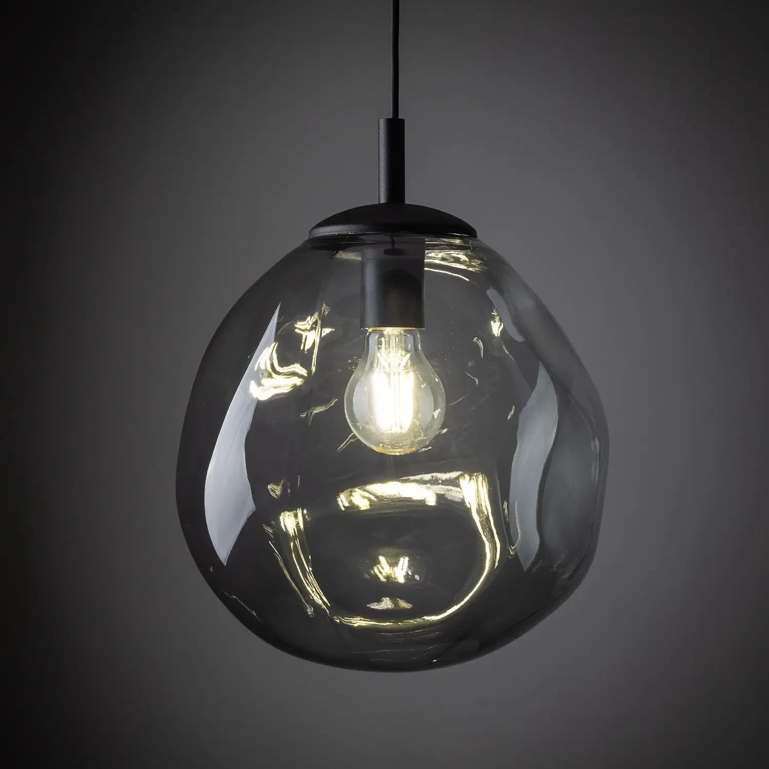B-Ware Hängelampe Pendelleuchte Rauchglas Glas Graphit Transparent Schwarz E27 Stahl  - 10026750