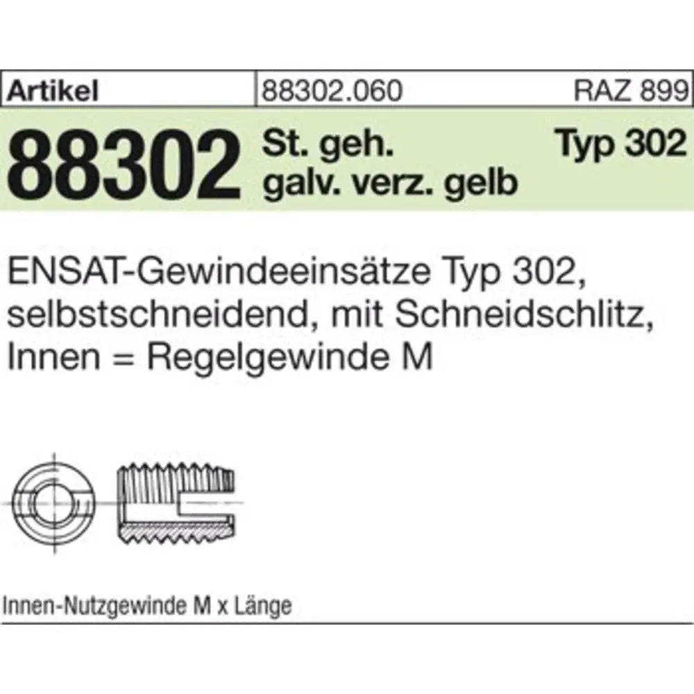 B-Ware Gewindeeinsatz Ensat Gewindebuchse Stahl Typ 302 M16x22 Galv Verzinkt 10 St923 - 4043952673119