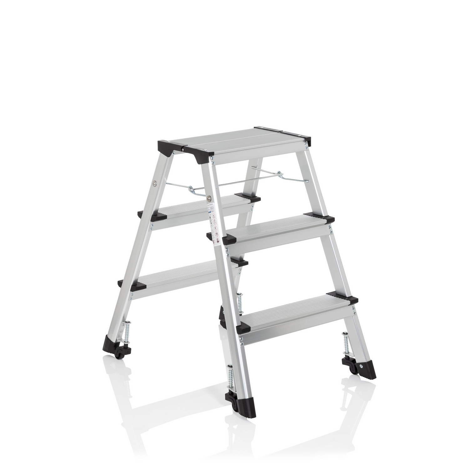 B-Ware Hjh Office Klappleiter Trittleiter Aluminium 3 Stufen Rollbar Aluminium Farbe - 4251084677305