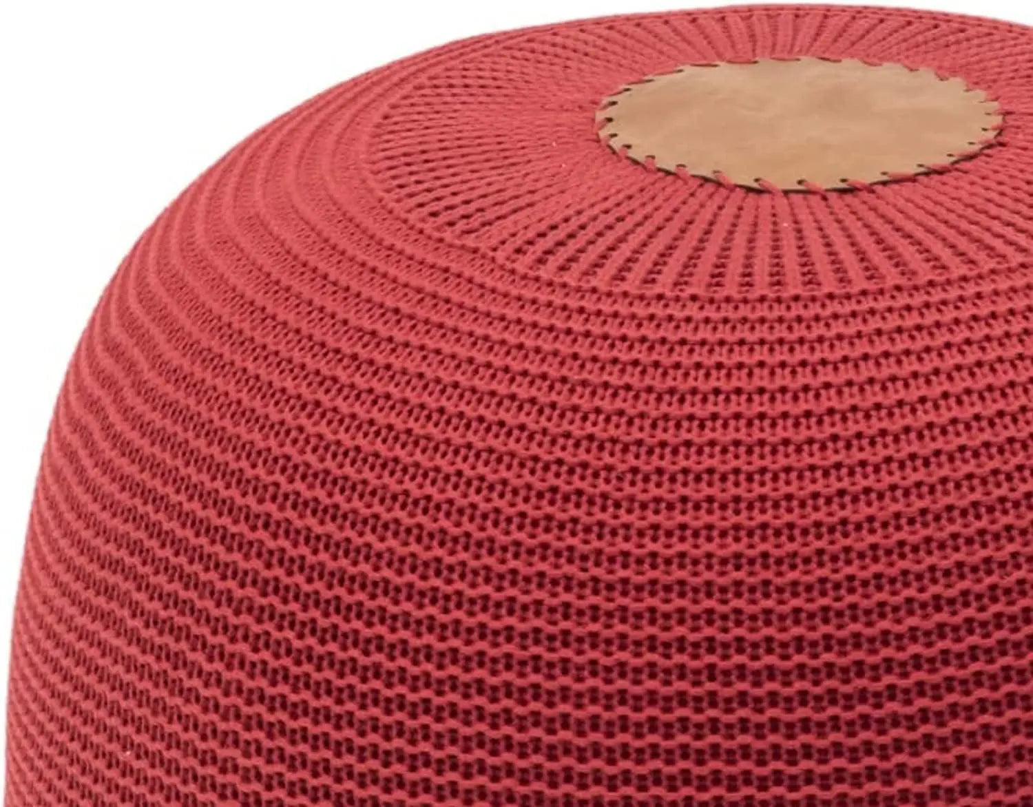 B-Ware Gozos Boho Pouf ø 40 Cm Hocker Sitzsäcke Strick Sitzhocker Rund Polsterhocke Rot - 1