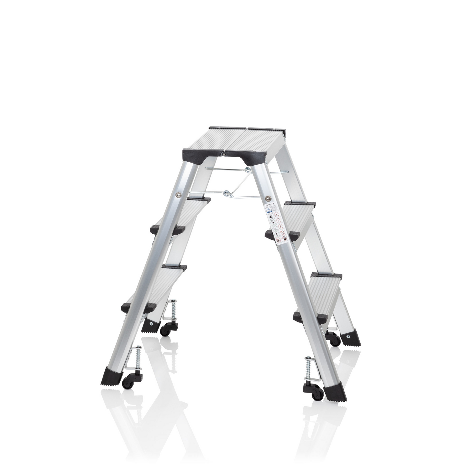 B-Ware Hjh Office Klappleiter Trittleiter Aluminium 3 Stufen Rollbar Aluminium Farbe - 4251084677305