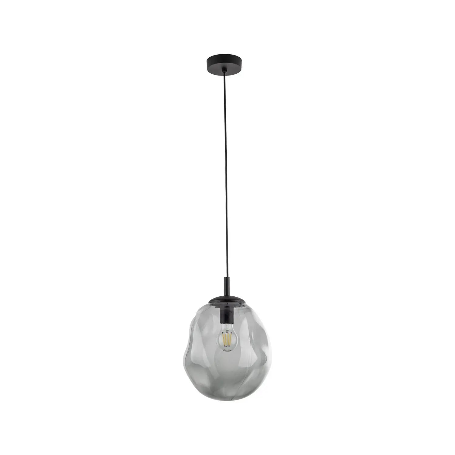 B-Ware Hängelampe Pendelleuchte Rauchglas Glas Graphit Transparent Schwarz E27 Stahl  - 10026750