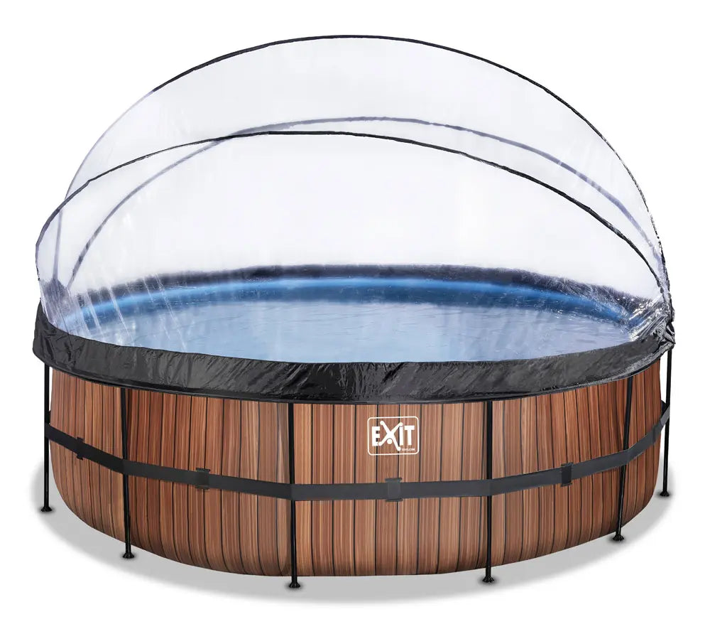 B-Ware Exit Aufstellpool Framepool Schwimmbecken Pool Mit Dach Braun 450x122 Cm - 8720088262047