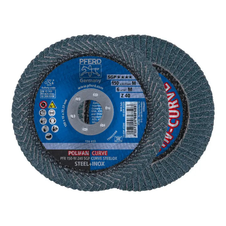 B-Ware Pferd Fächerscheibe Schleifscheibe Polifan Curve Sgp Stahl Edelstahl 150x22,23mm - 4007220844939