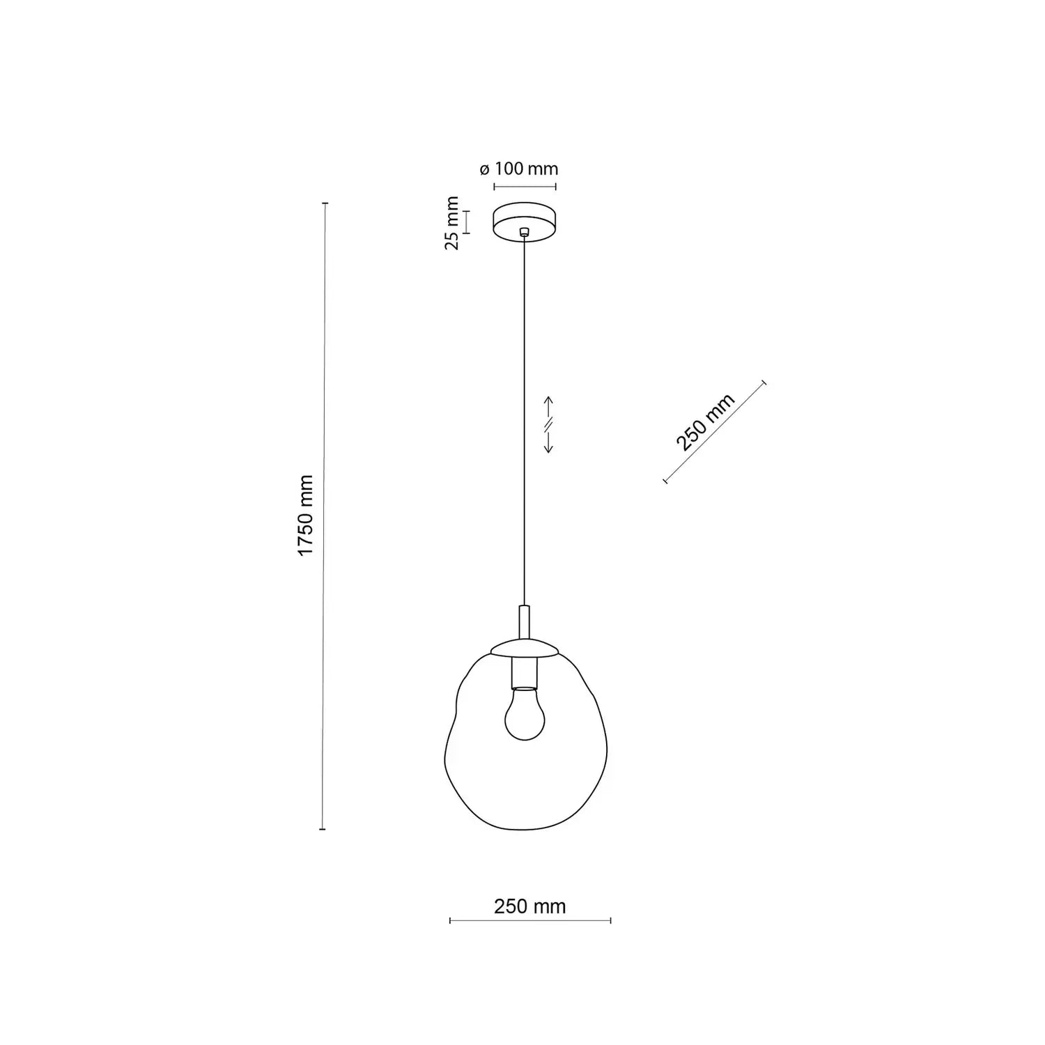 B-Ware Hängelampe Pendelleuchte Rauchglas Glas Graphit Transparent Schwarz E27 Stahl  - 10026750
