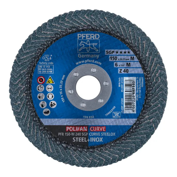 B-Ware Pferd Fächerscheibe Schleifscheibe Polifan Curve Sgp Stahl Edelstahl 150x22,23mm - 4007220844939
