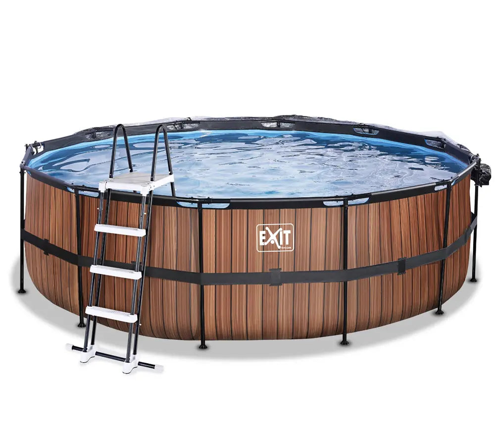 B-Ware Exit Aufstellpool Framepool Schwimmbecken Pool Mit Dach Braun 450x122 Cm - 8720088262047