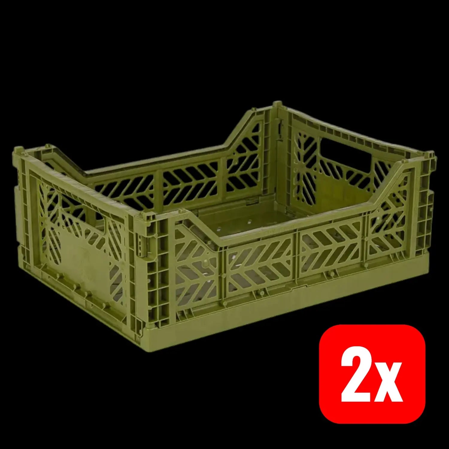 B-Ware Aykasa Klappkiste Faltbox Aufbewahrungsbox Kunststoff Stapelbar Olive 2 Stück - 4043061781484