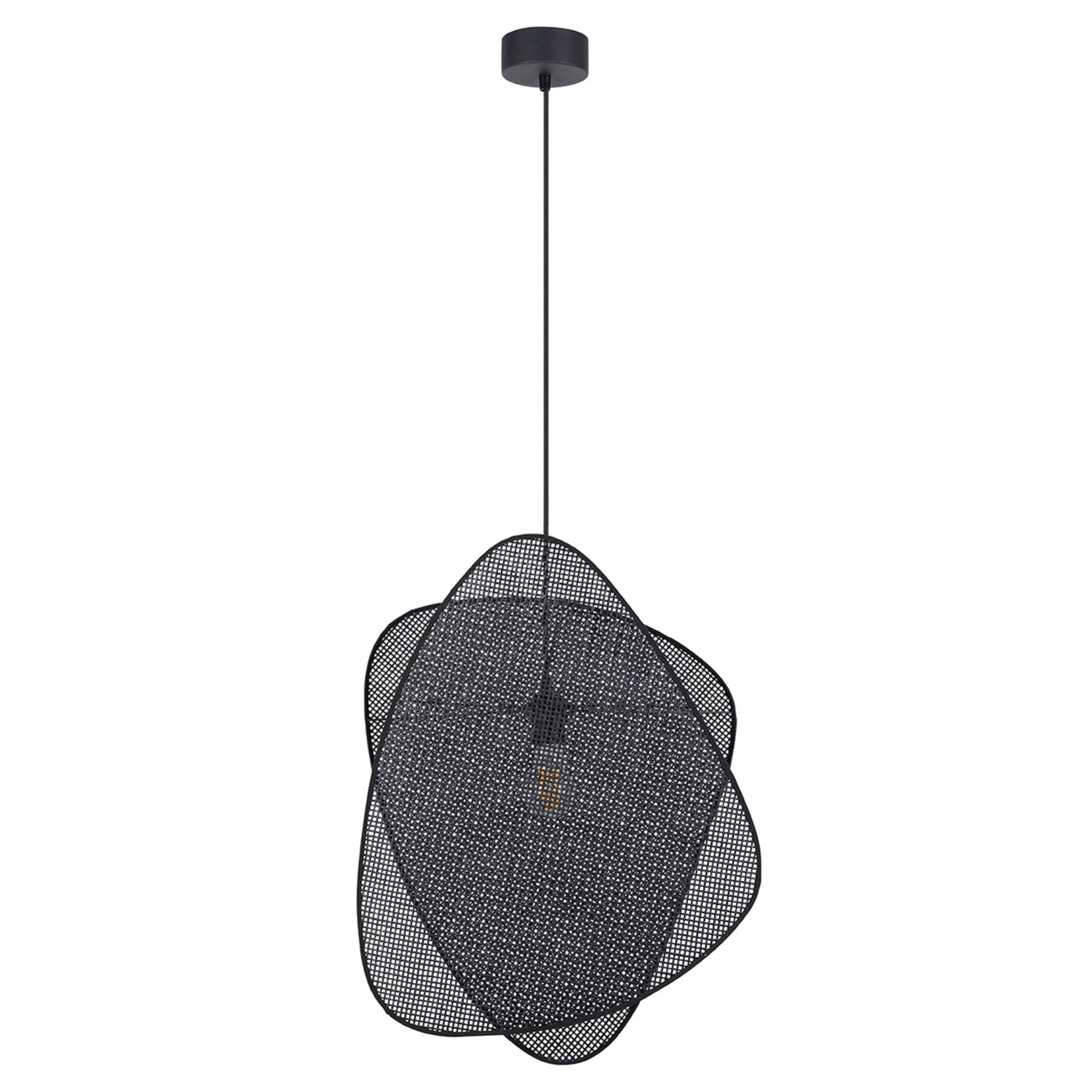 B-Ware Market Set Hängeleuchte Pendelleuchte Lampe Schwarz Rattan 58 Cm Leuchte
