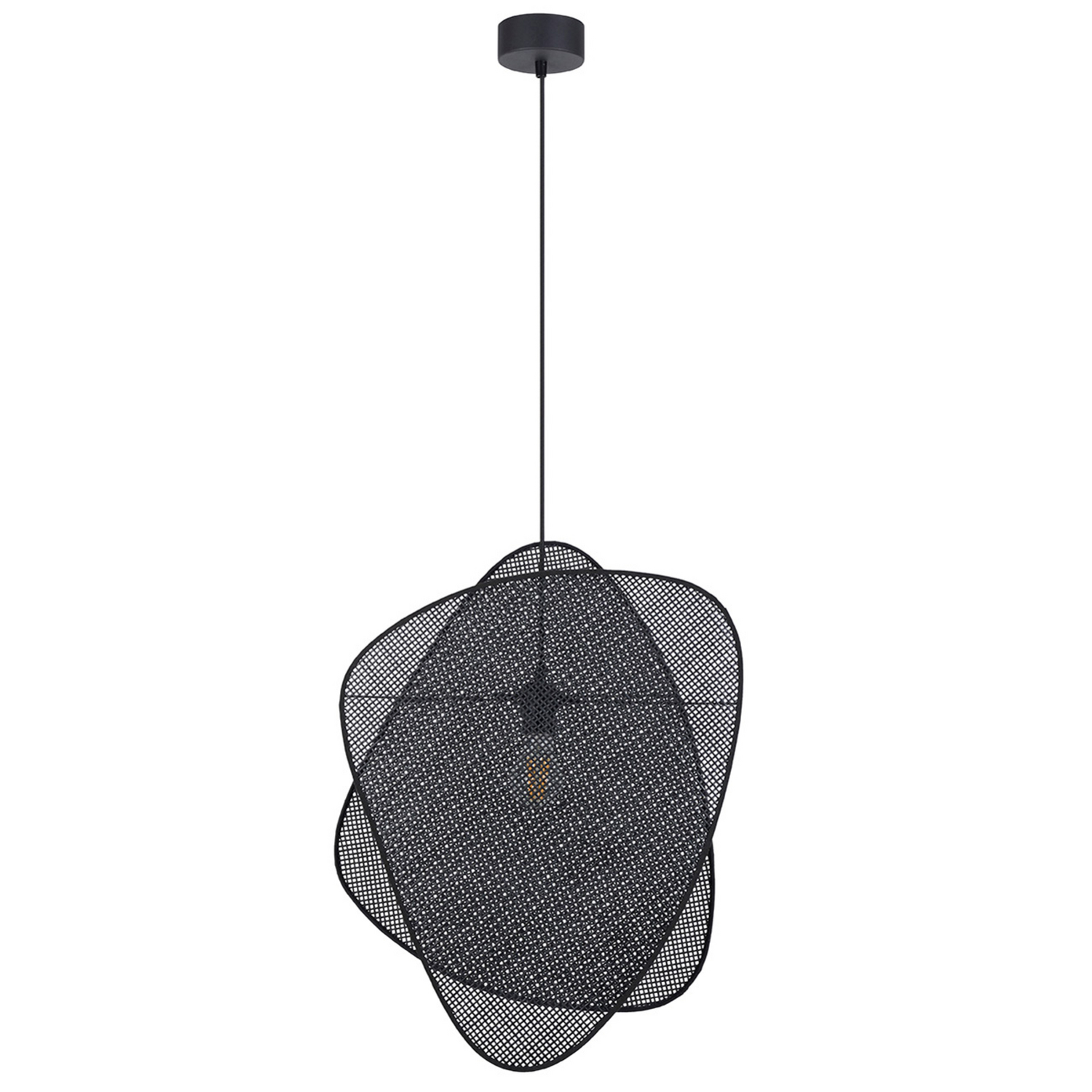 B-Ware Market Set Hängeleuchte Pendelleuchte Lampe Schwarz Rattan 58 Cm Leuchte