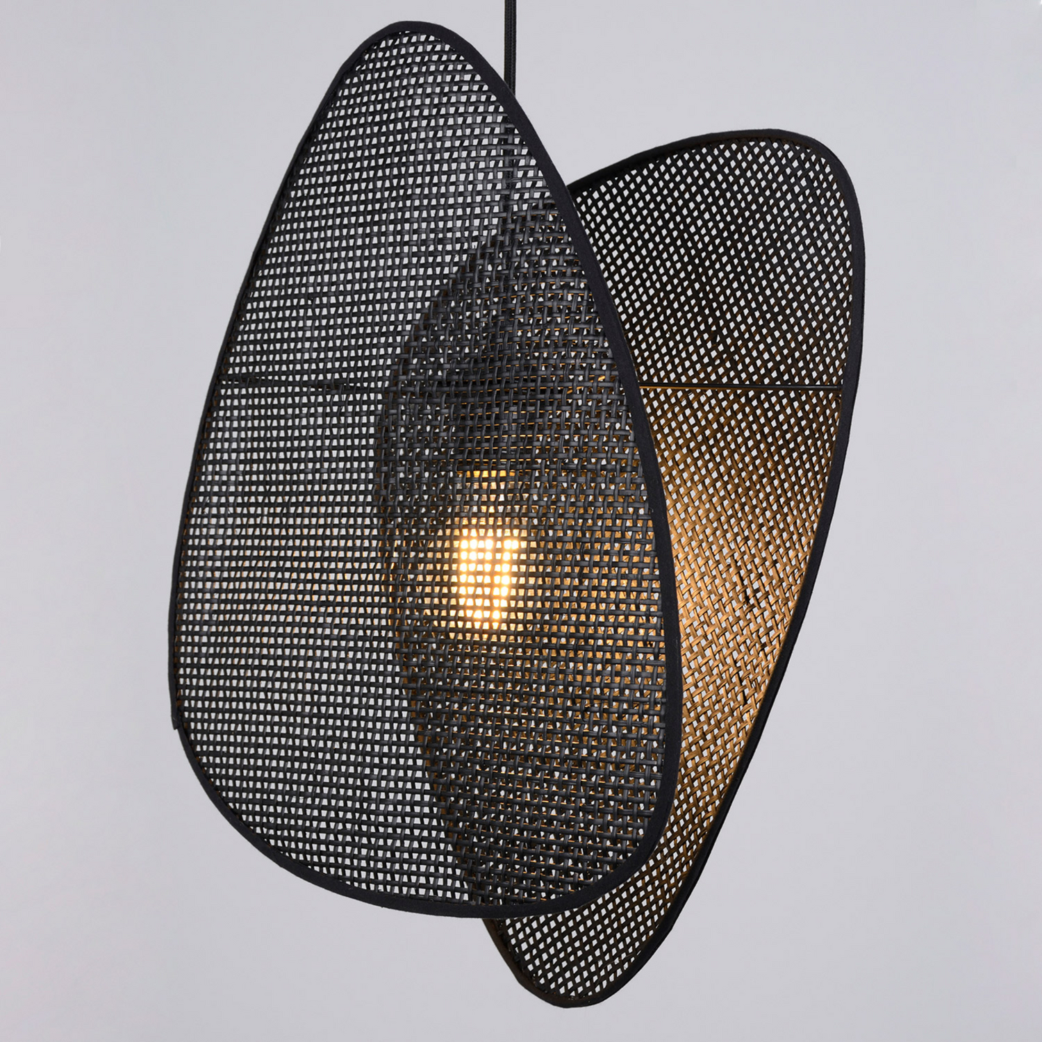 B-Ware Market Set Hängeleuchte Pendelleuchte Lampe Schwarz Rattan 58 Cm Leuchte