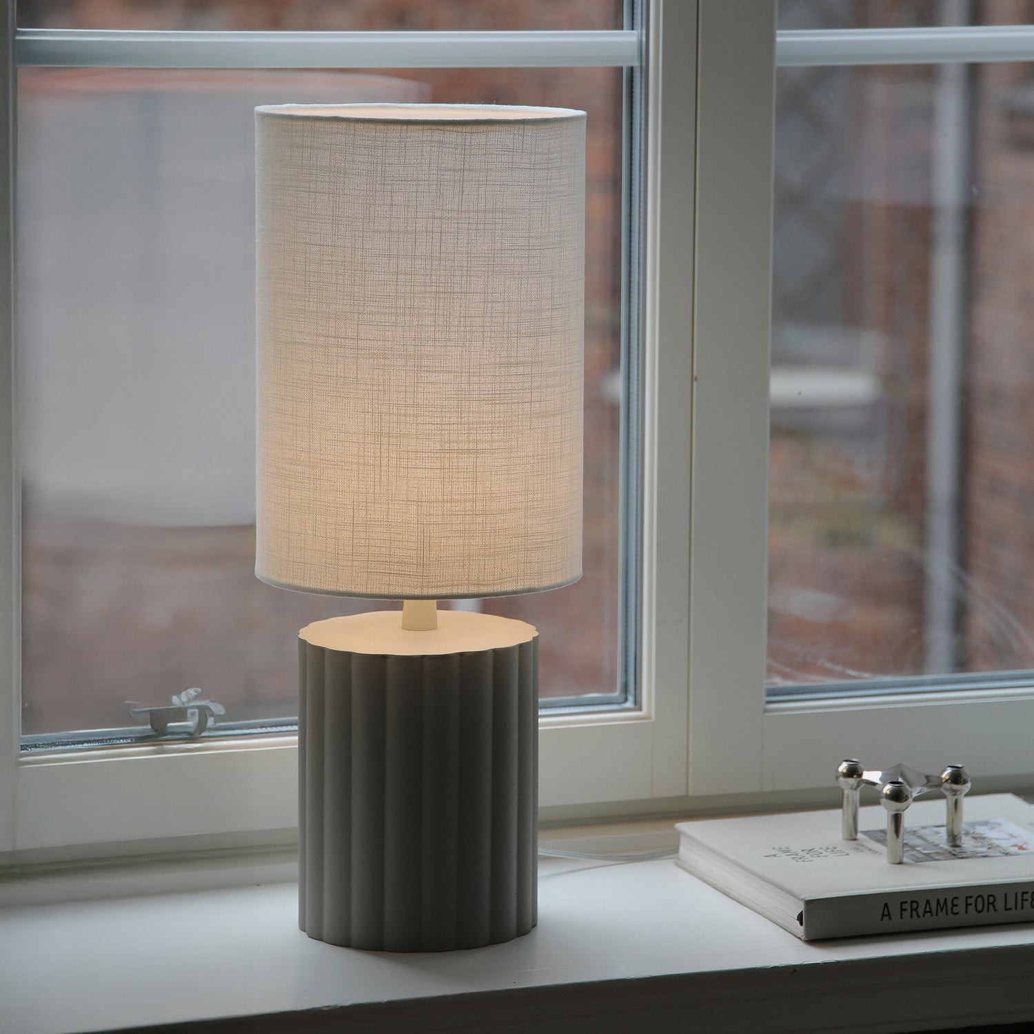 B-Ware Markslöjd Tischleuchte Lampe Can Keramik Textil Weiß Grau 57 Cm E27 Led Leuchte - 7330024615007