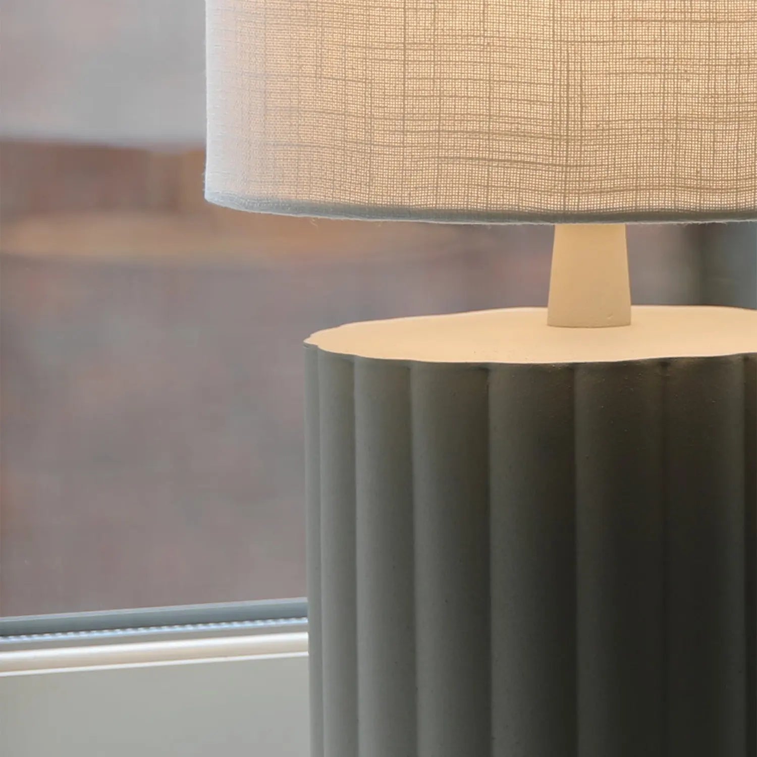 B-Ware Markslöjd Tischleuchte Lampe Can Keramik Textil Weiß Grau 57 Cm E27 Led Leuchte - 7330024615007