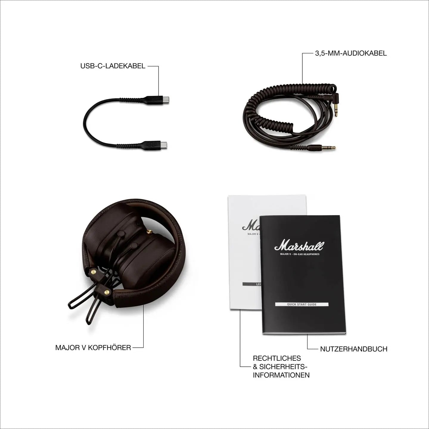 B-Ware Marshall Over Ear Kopfhörer Headset Major V Bluetooth Braun Geschlossen Faltbar - 7340055401128