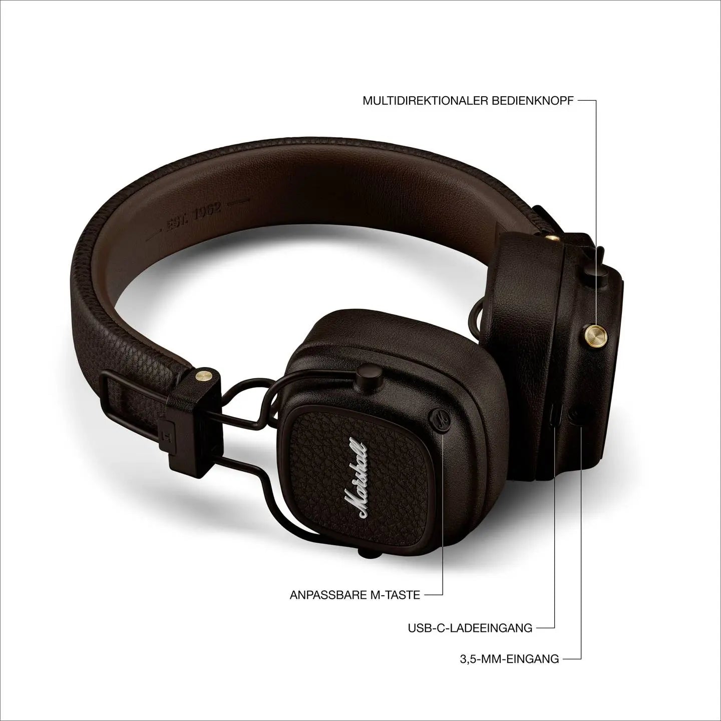 B-Ware Marshall Over Ear Kopfhörer Headset Major V Bluetooth Braun Geschlossen Faltbar - 7340055401128