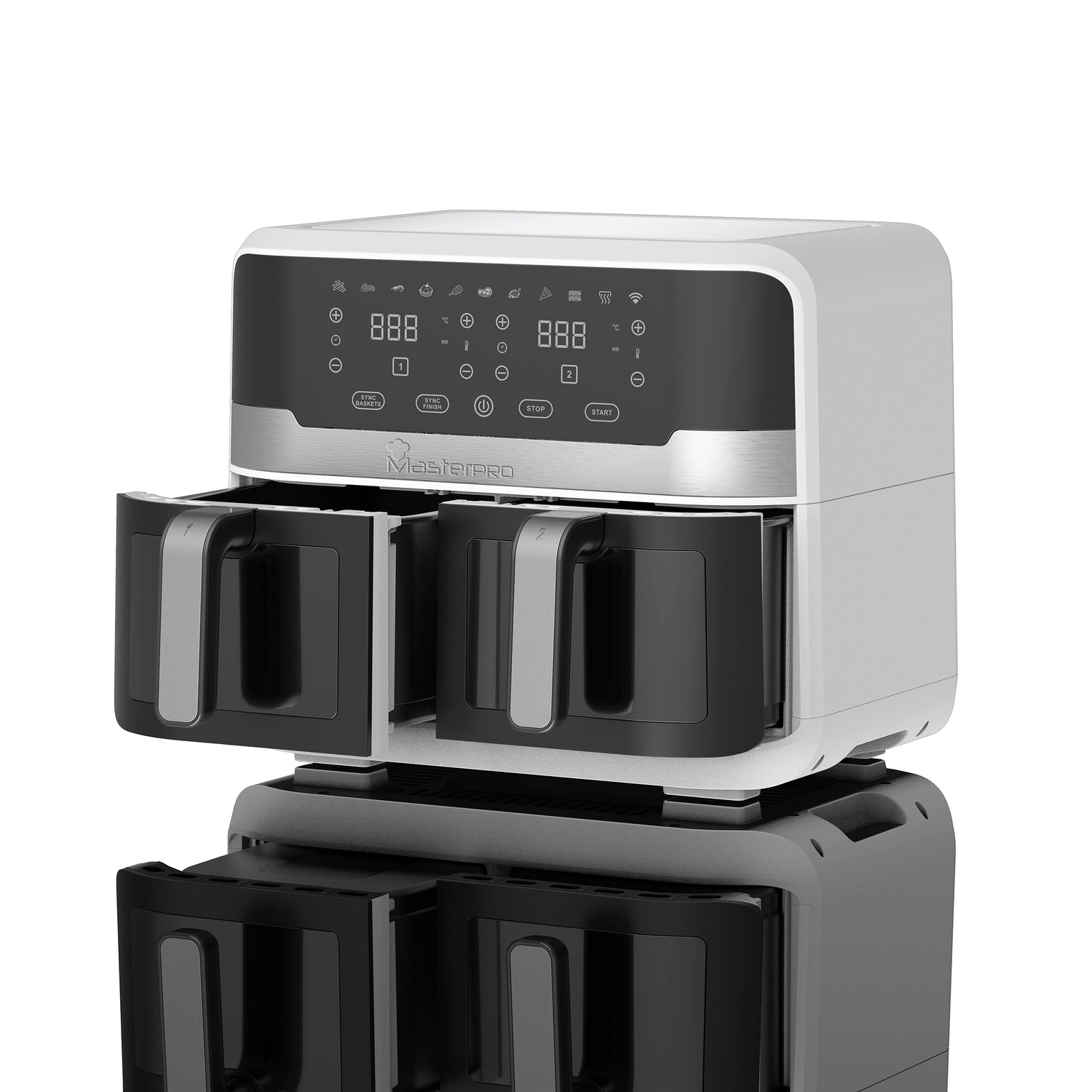 B-Ware Master Pro Heißluftfritteuse Doppelfritteuse Schwarz 2400 W Smart Control Disp697 - 6941849635449