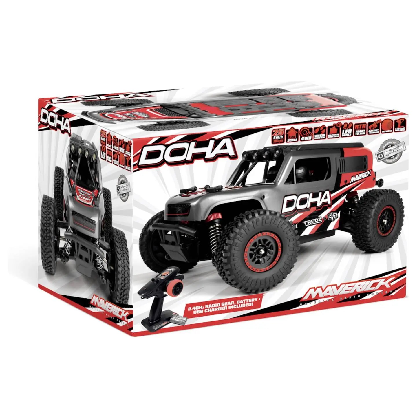 D-Ware Maverick Modellauto Rc Auto Monstertruck Doha 4 Wd Elektro 1:20 Rot Defektware - 5050864034944