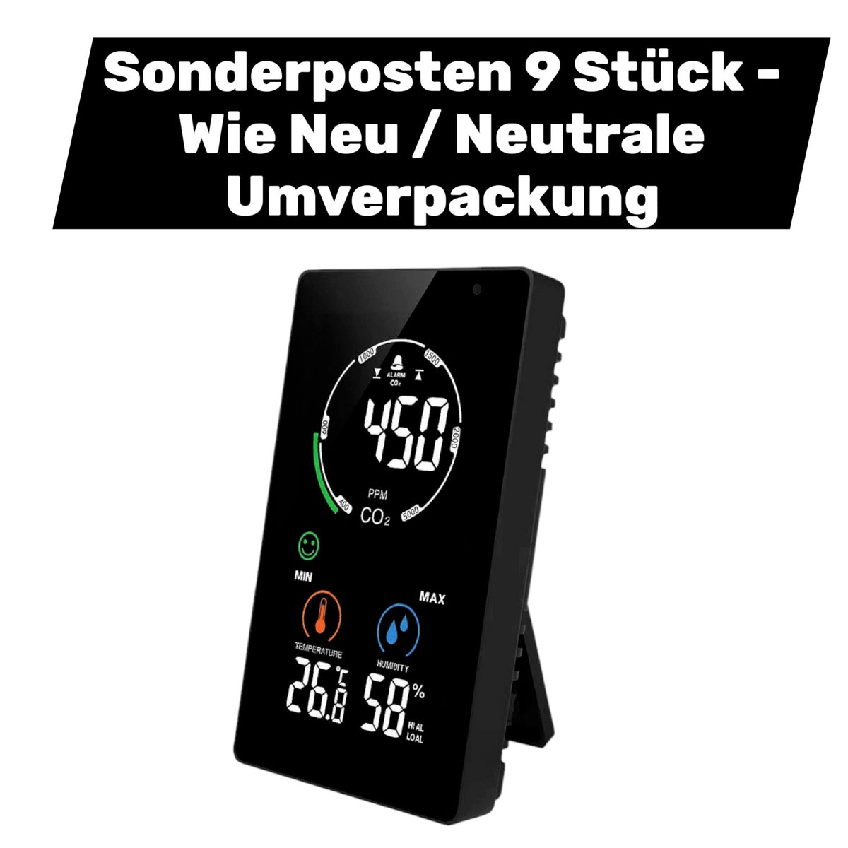 NDIR CO2 Monitor CO2-Anzeige CO2-Messgerät integriertes Thermometer Hygrometer - 4064161211800