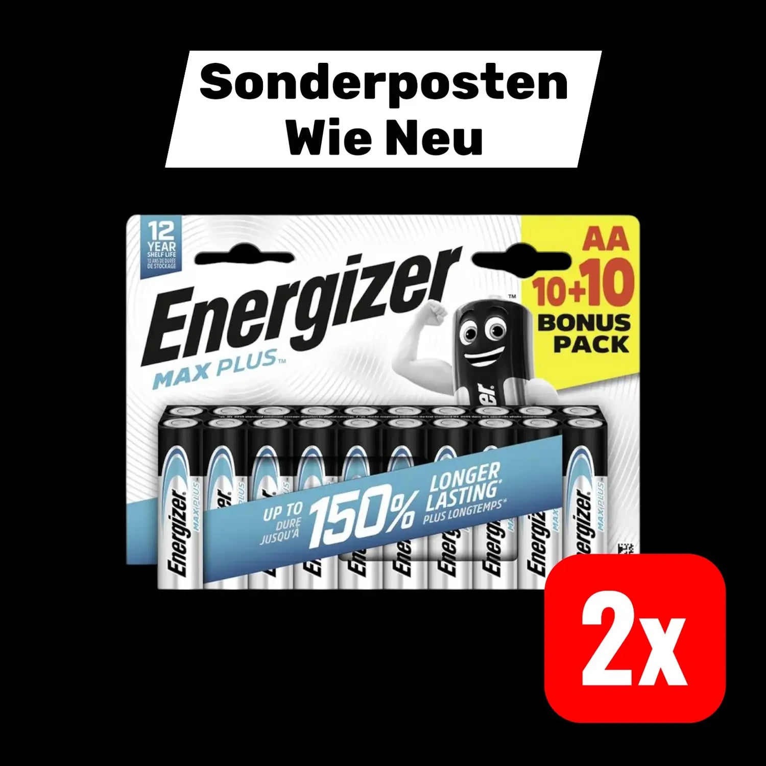 B-Ware Energizer Max Plus Mignon Aa Batterie Batterien  Mangan 1.5 V 20er Pack 2 Sets - 7638900451252
