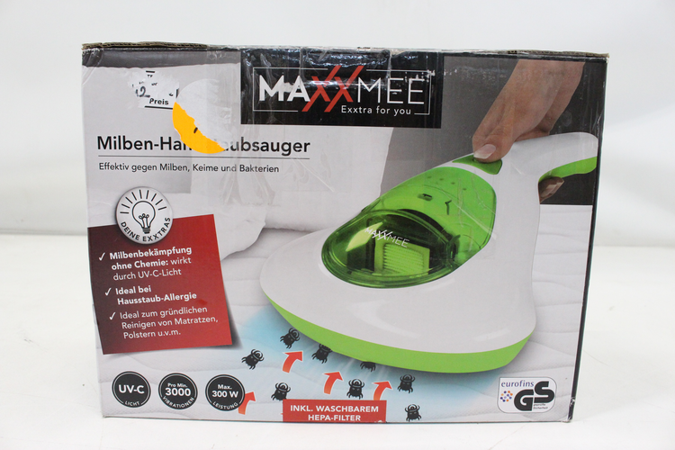 B-Ware Maxxmee Milben Handstaubsauger Milben Sauger Uv C Licht 300 W Weiß/Limegreen  - 4052926002602