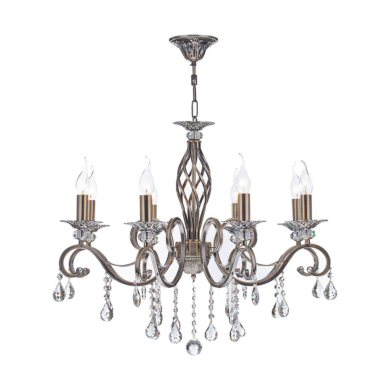 B-Ware Maytoni Grace Kronleuchter 8 Flammig Messing Weiß Deckenlampe Deckenleuchte Spot