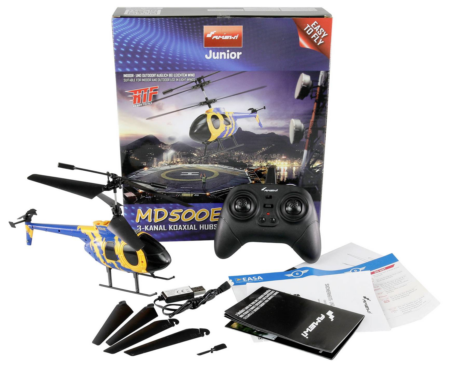 B-Ware Amewi Md500 E Cx Rc Einsteiger Hubschrauber Rt F Koaxial 3 Kanal Modell Akku Usb   - 4262408976318