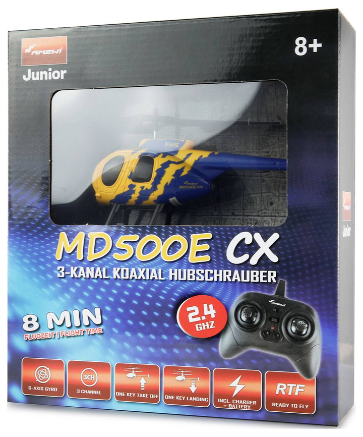 Amewi Md500 E Cx Rc Einsteiger Hubschrauber Rt F Koaxial 3 Kanal Modell Akku Usb   B-Ware