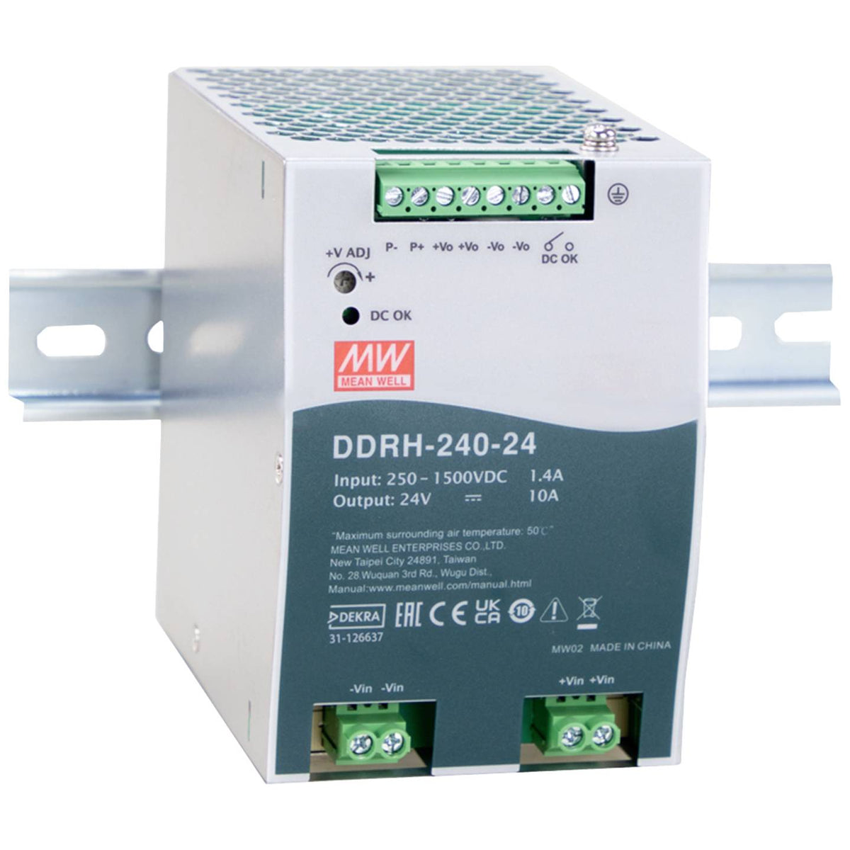MEAN WELL DC/DC Wandler Netzteil Hutschienen 12V 200W DDRH-240-12 DIN-Rail - 4021087084581