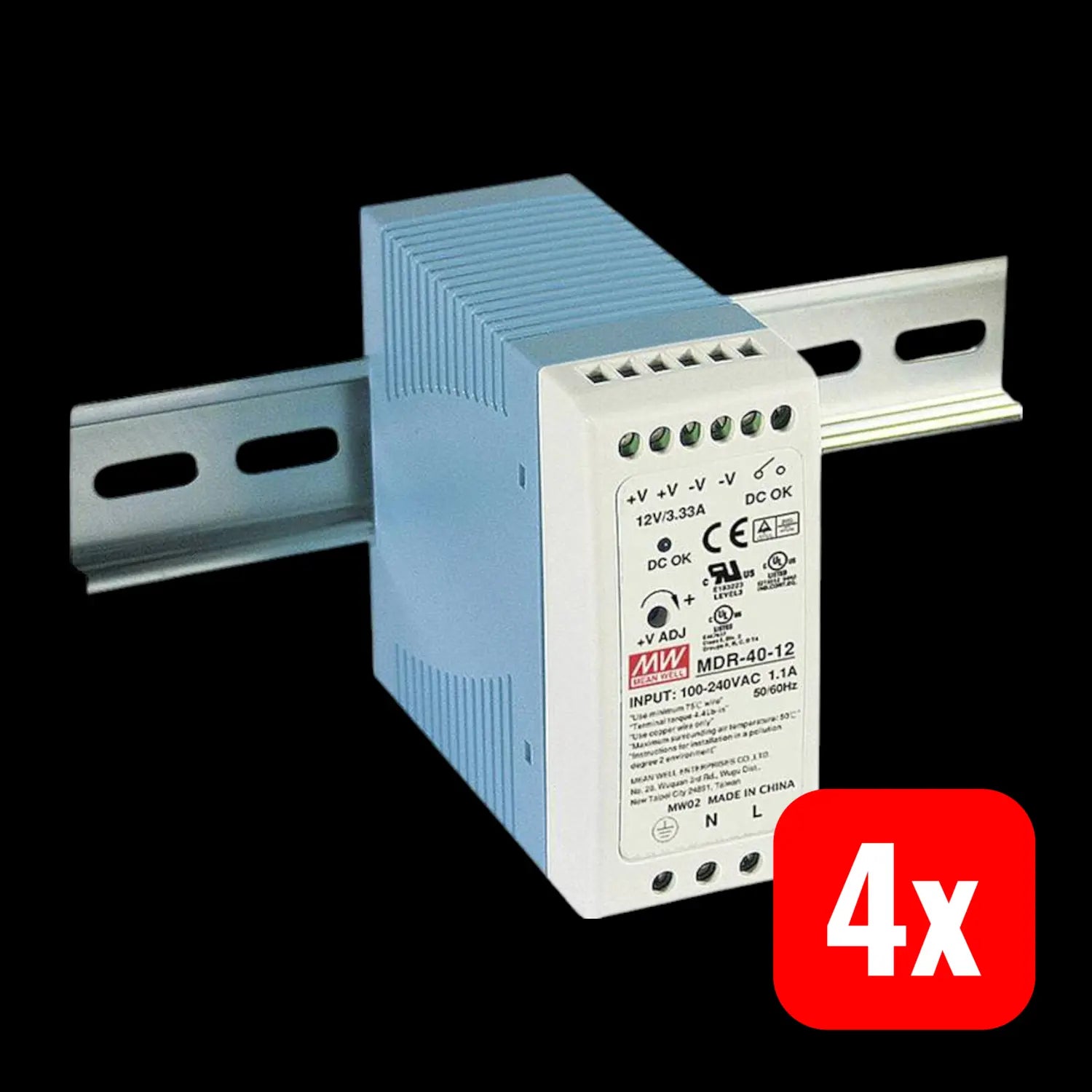 B-Ware Mean Well Hutschienen Netzteil Din Rail Mdr 40 12 12 V/Dc 3.33 A 40 W 4 Stück - 4021087020916