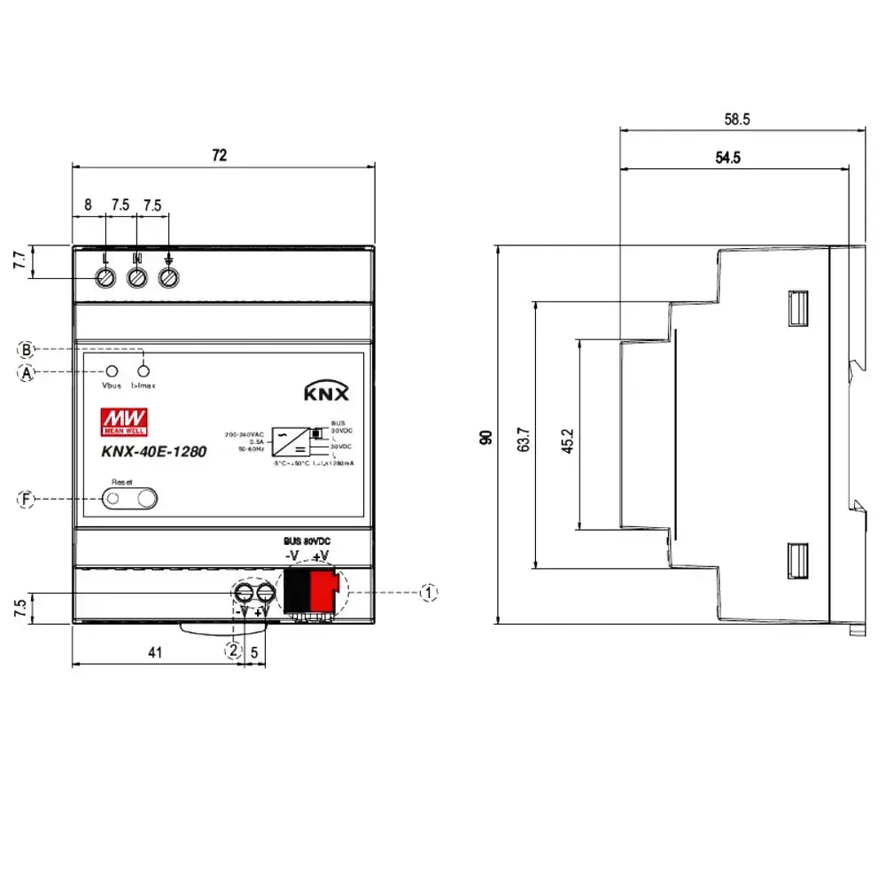 B-Ware Mean Well Knx Knx 40 E 1280 Schaltnetzteil Knx 40 E 1280 Hutschiene Innenbereich - 4260643463150