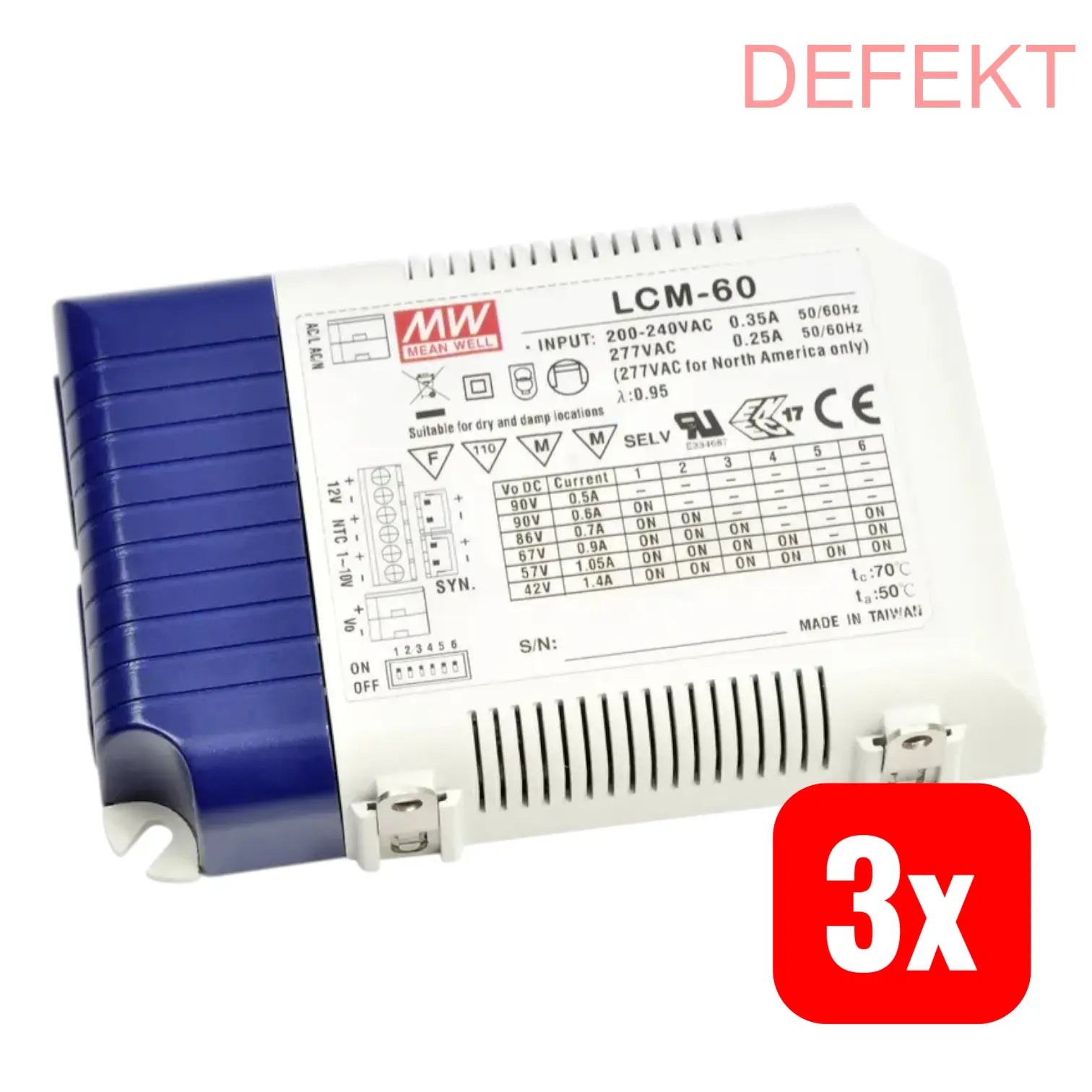 D-Ware Mean Well Led Treiber Lcm 60 Da Konstantstrom 60 W Dali Dimmbar 3 Stück Defektware - 6971663559492