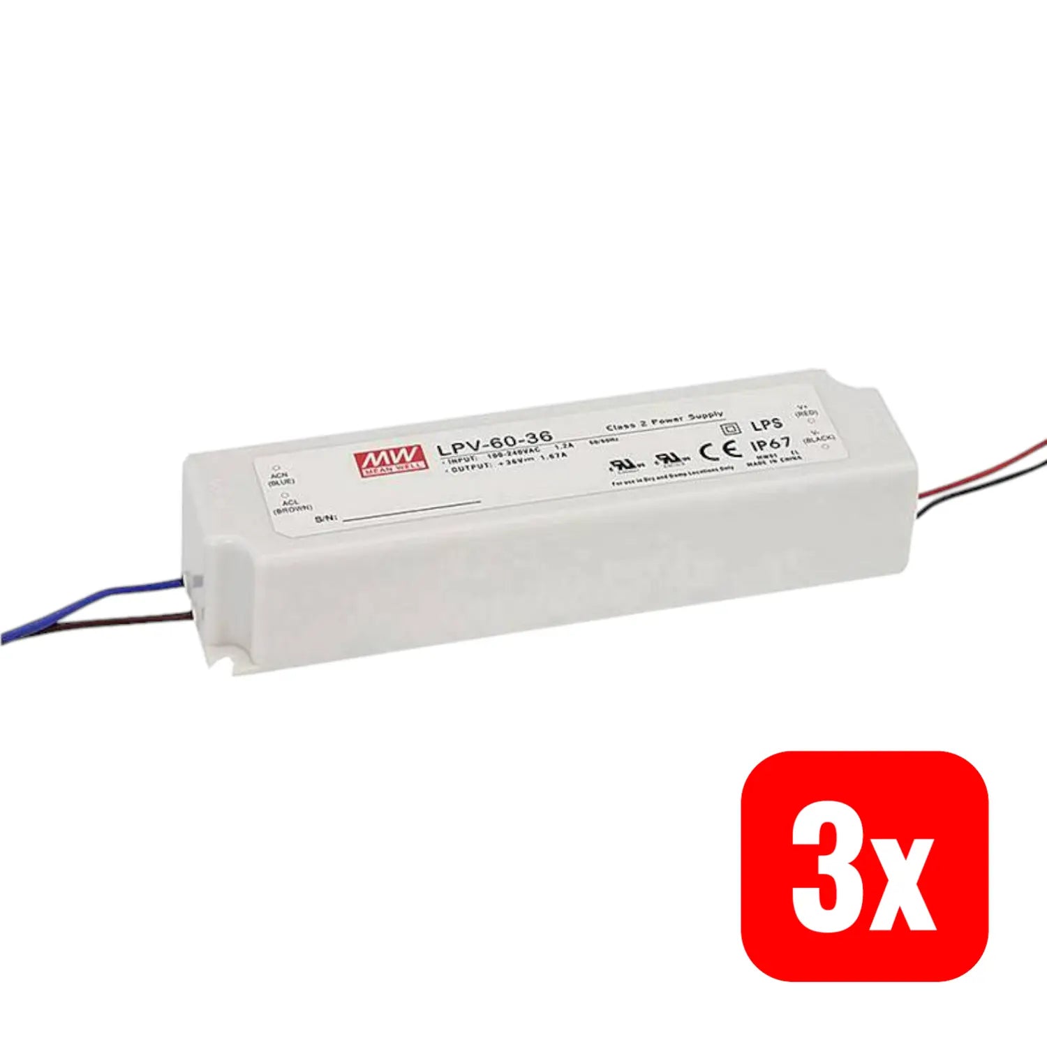 B-Ware Mean Well Led Treiber Trafo Netzteil Transformator Konstantspannung 60 W 3 Stück - 4021087006842