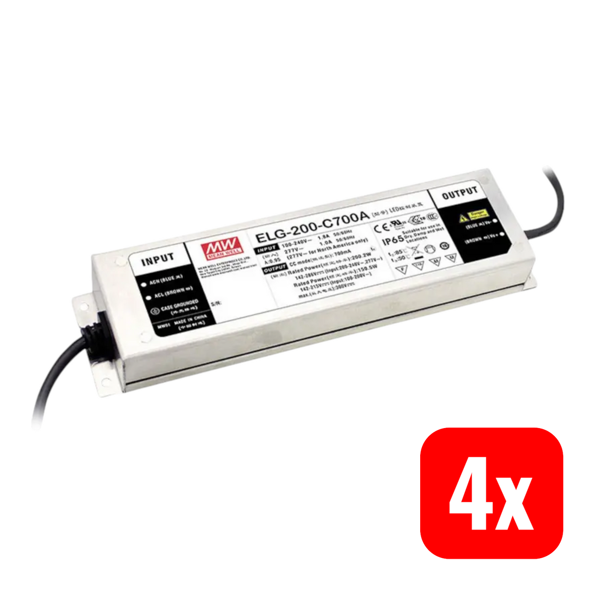 Mean Well LED Treiber ELG Netzteil Konstantstrom DALI IP67 Metall 230 V 4 STÜCK - 4021087045551