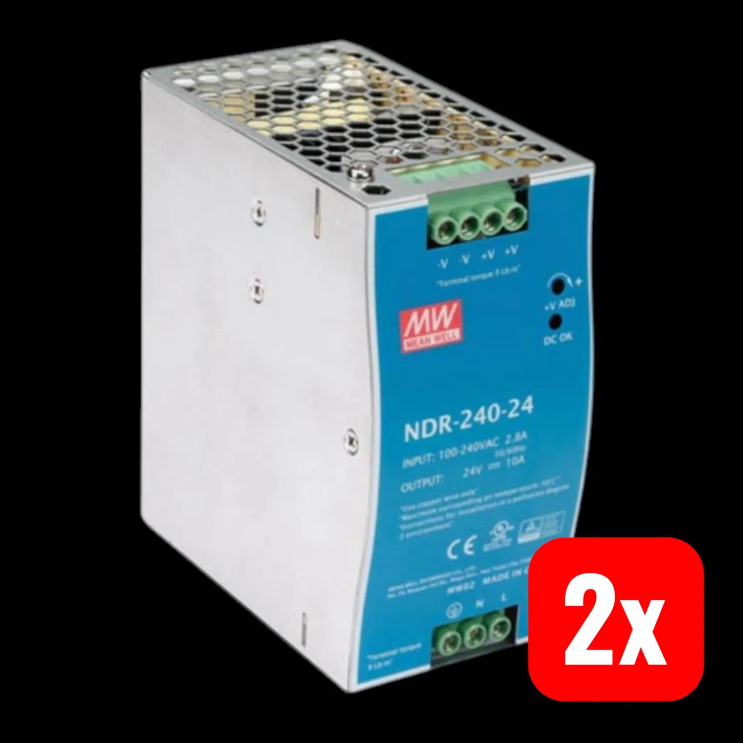 B-Ware Mean Well Netzteil Snt Din Schiene Ndr 240 24 240 W Schaltnetzteil 2 Stück - 4711287422282