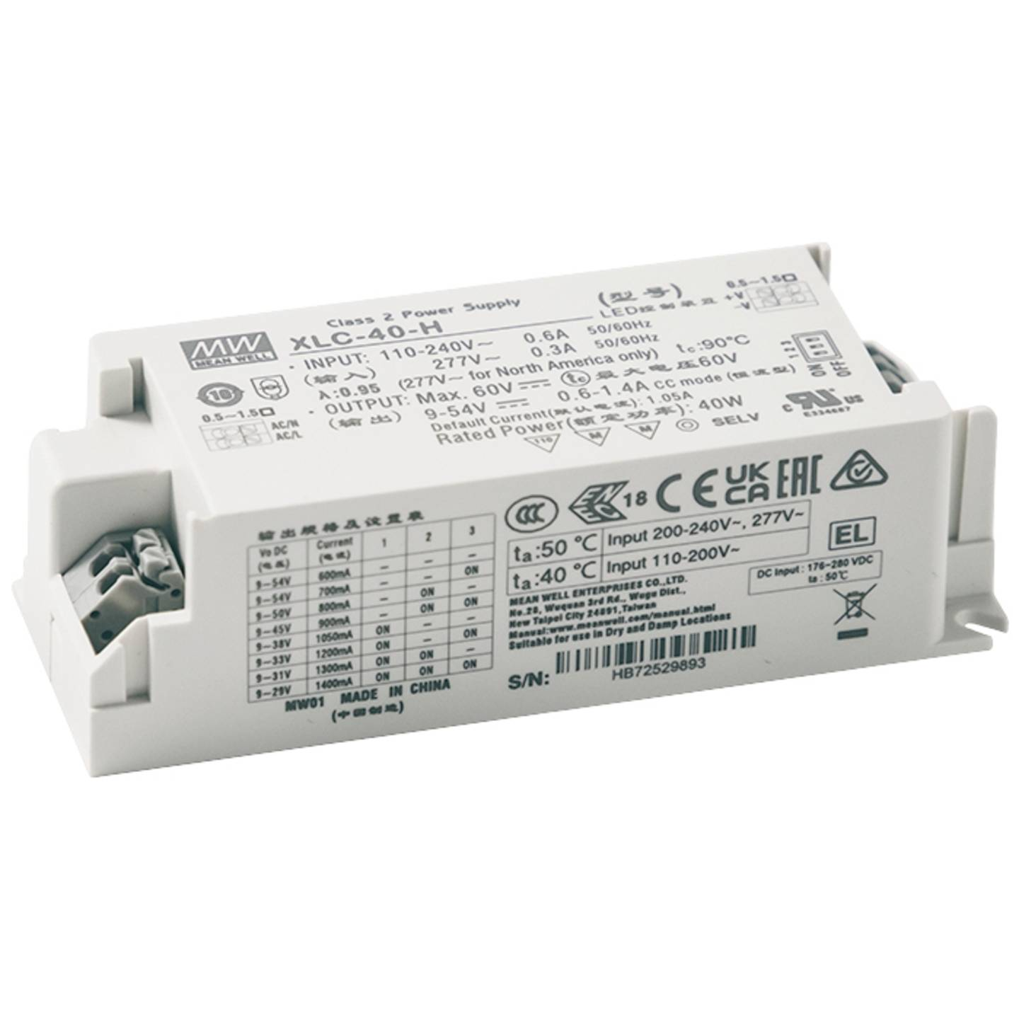 B-Ware Mean Well Led Treiber Netzteil Xlc 40 H Led Stromversorgung 40 W 9 54 V 1 St - 4021087098380